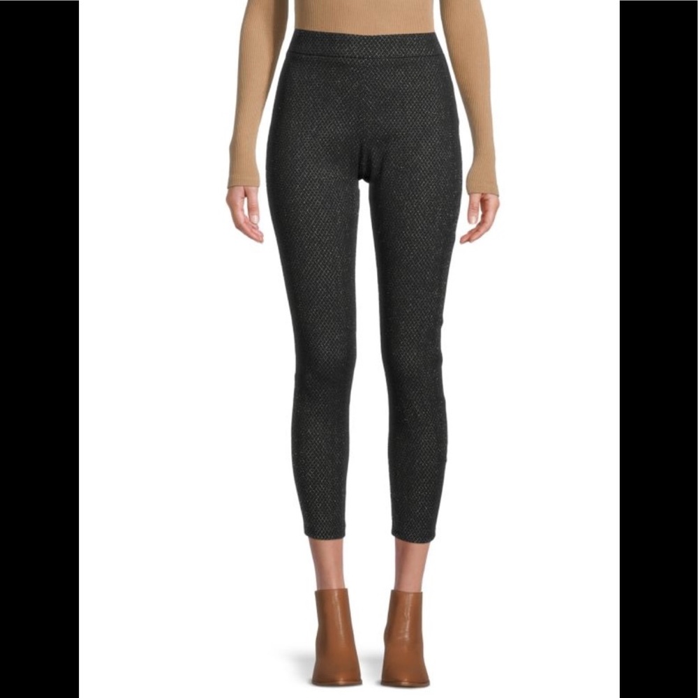 Nanette Lepore Ankle Pants Woven Black with Silver Design Women’s Size Large